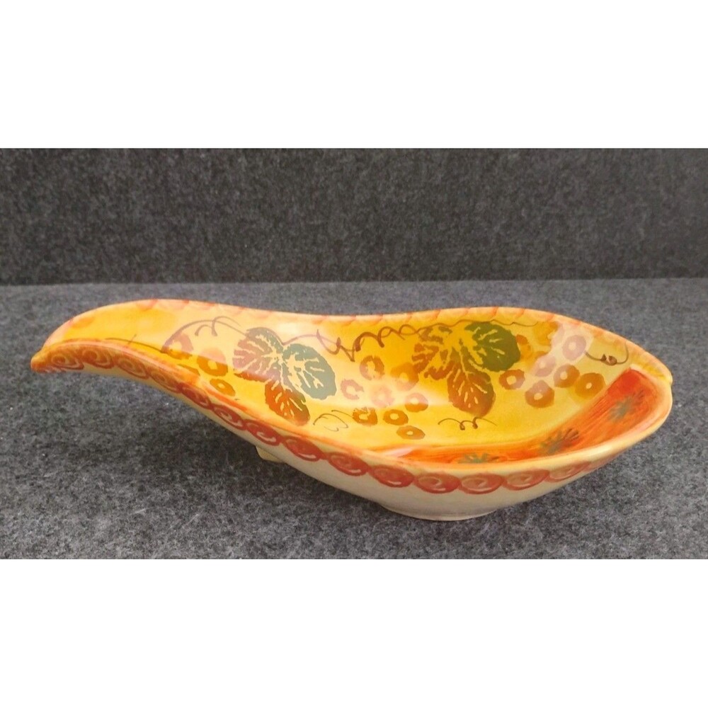 Vintage Ceramic Leaf / Teardrop Shape Serving Dish Bowl Made In Italy